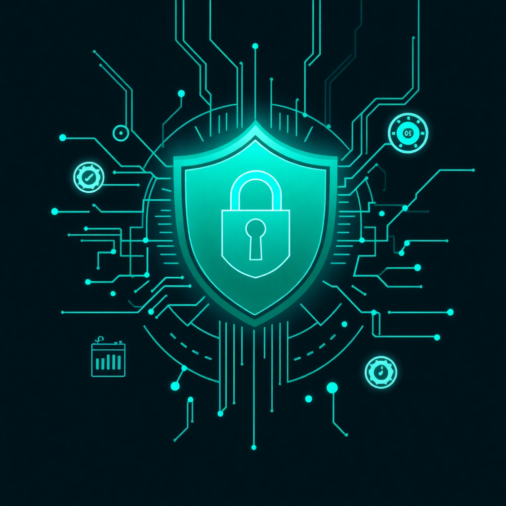 Cybersecurity shield protecting digital assets